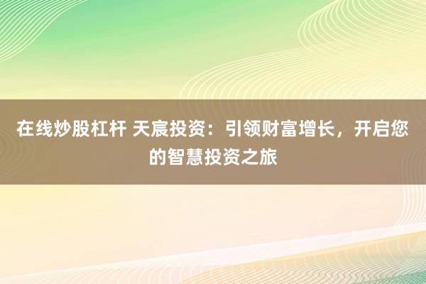 在线炒股杠杆 天宸投资：引领财富增长，开启您的智慧投资之旅