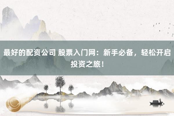 最好的配资公司 股票入门网：新手必备，轻松开启投资之旅！