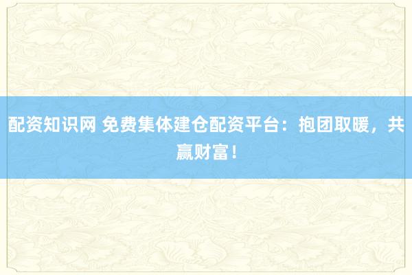 配资知识网 免费集体建仓配资平台：抱团取暖，共赢财富！