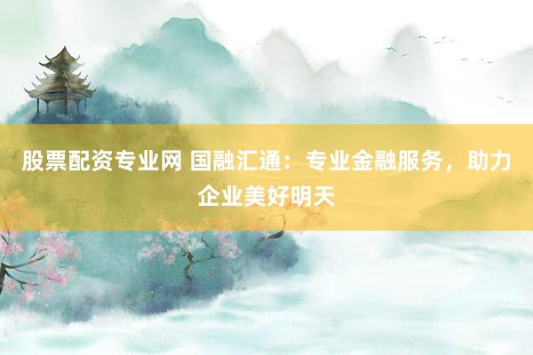 股票配资专业网 国融汇通：专业金融服务，助力企业美好明天