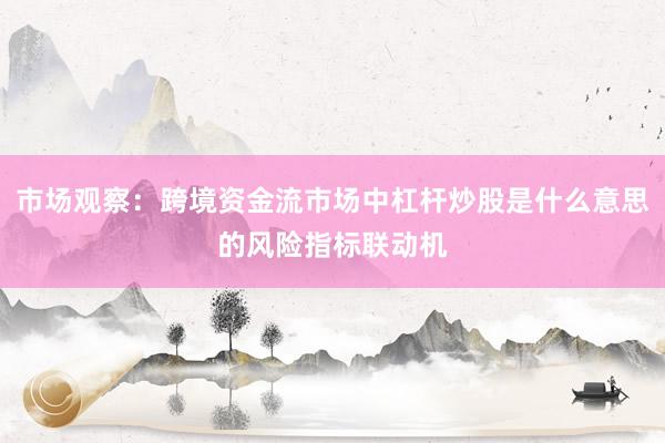市场观察：跨境资金流市场中杠杆炒股是什么意思的风险指标联动机