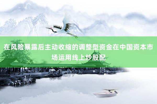 在风险暴露后主动收缩的调整型资金在中国资本市场运用线上炒股配