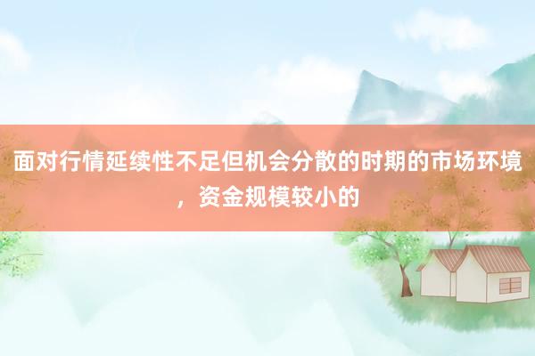 面对行情延续性不足但机会分散的时期的市场环境，资金规模较小的